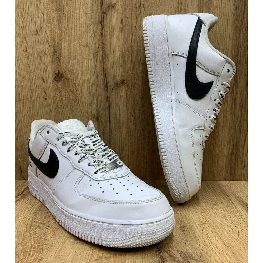Nike Air Force 1 Low Supreme Sneaker Shoes CU9225-102 White Black Men Size 10.5